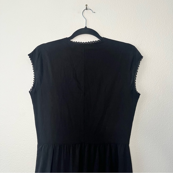 Reformation Black Organic Cotton Button Down Midi Dress Size 8 Whimsigoth Chic - Picture 9 of 10